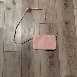 Levenger pink leather crossbody bag